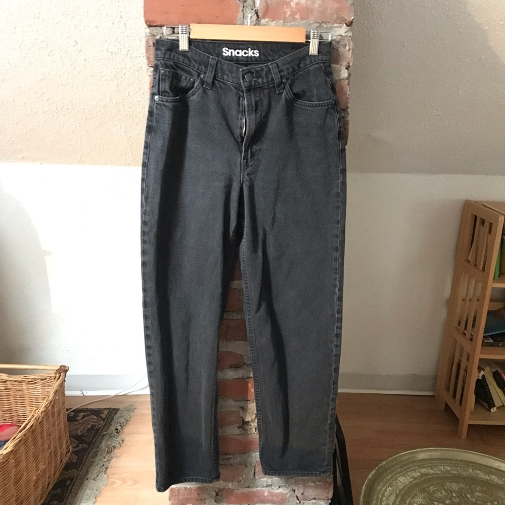 Mother Snacks Size 28x28 High Waist Double Stack Hover Jeans Smacking Good Black